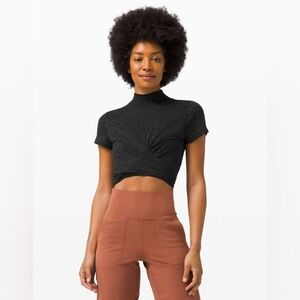 Lululemon Time to Restore Mock Neck Short Sleeve in Black / White